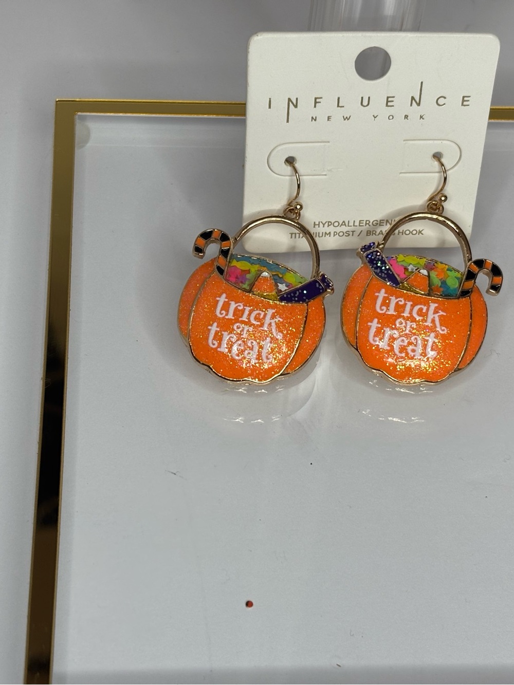 Influence New York Orange 'Trick or Treat' Pumpkin Dangle Earrings